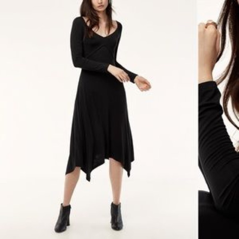 Wilfred Black Long Sleeve Midi Dress